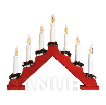 Vánoční ozdoba Svícen pyramida, červený, 7 žárovek tvaru plamene svíčky, 230V