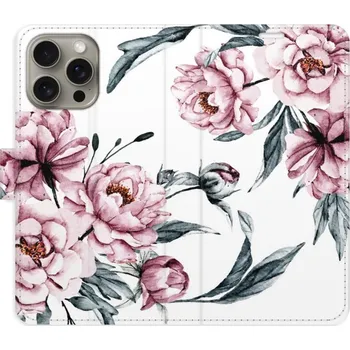 Pouzdro na mobilní telefon Flipové pouzdro iSaprio - Pink Flowers - iPhone 15 Pro Max