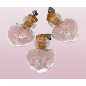 Přívěsek Přívěsek lahvička srdíčko s růženínem