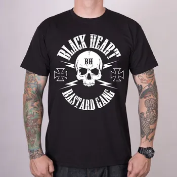 Pánské tričko Pánské Triko BLACK HEART BASTARD SKULL Barva: Černá, Velikost: 3Xl
