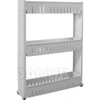 Koupelnový nábytek Mobilní koupelnová skříňka na kolečkách 3 úrovně - šedá