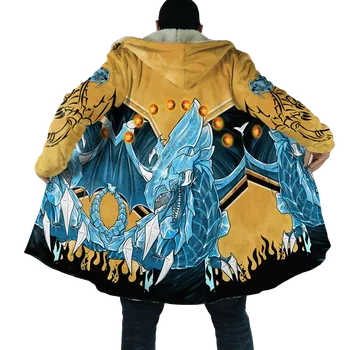 Pánská mikina Cosmo Star Zimní mikina s celoplošným 3D potiskem drak Velikost: S, Barva (Varianta): Plášť s kapucí 1