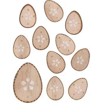Velikonoční dekorace Dřevěná vajíčka s lepíkem 3 cm, 12 ks v sáčku 7446