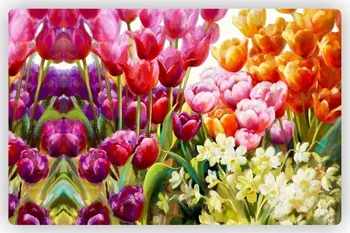 prostírání Plastové protiskluzové prostírání 28 x 43 cm barevné tulipány