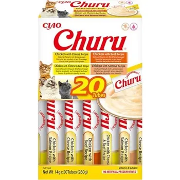 Pamlsek pro kočku Inaba Churu cat snack kuře & hovězí multip 20x 14g