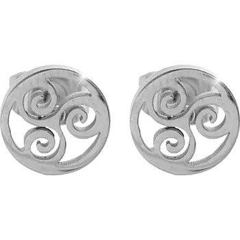 Náušnice JSB bijoux s.r.o. Ocelové náušnice puzety prořezávaný keltský symbol triskelion bez krystalů
