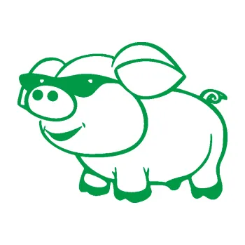 Samolepící dekorace Prase 006 levá frajer v brýlích (12 - zelená) SAMOLEPKA NA AUTO, NÁLEPKA, FÓLIE, POLEP, TUNING, VLASTNÍ TEXT, TISK, AUTOSAMOLEPKY.cz, POLEPY, OBRÁZEK, LOGO, 3D STICKERS