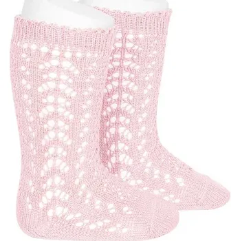 CONDOR DĚTSKÉ BAVLNĚNÉ HÁČKOVANÉ PODKOLENKY CONDOR, PINK Velikost: 2 | výška 82-89 cm