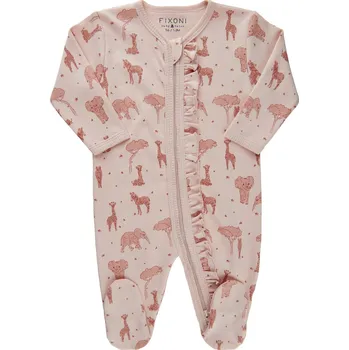 Kojenecký overall OVERAL FIXONI S ŤAPKAMI, NA ZIP, SE ZVÍŘÁTKY, RŮŽOVÝ Velikost: 98