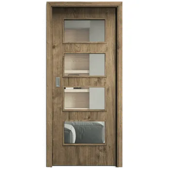 Interiérové dveře SAPELI SWING KOMFORT M49 - CPL LAMINÁT - POSUVNÉ DVEŘE VČ. ZÁRUBNĚ - Dub sherwood Průchozí šířka (cm): 90, Průchozí výška (cm): 197, Typ skla: Čiré sklo