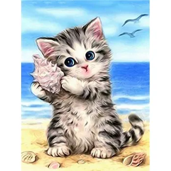 Diamantové malování DIAMANTOVÁ MOZAIKA KOČKA 06 - SLEVA -50%
