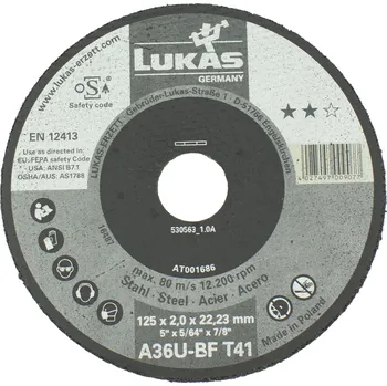 Řezný kotouč Kotouč řezný, 125 x 2,0mm, A36U-BF, LUKAS