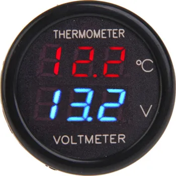 Digitální LED auto Voltmetr teploměr 2v1 12V / 24V