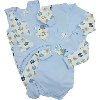 Kojenecká souprava 4-dílná soupravička do porodnice Exlusiv Modrá Sloníci Autex baby