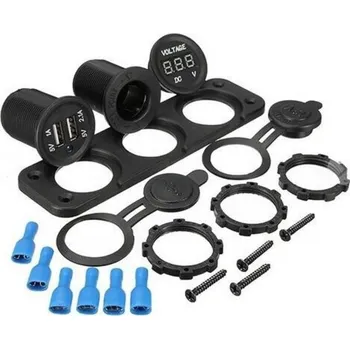 Elektrická zásuvka OEM Elektrický panel 3 zásuvky: 2xUSB, autozapalovač, voltmetr