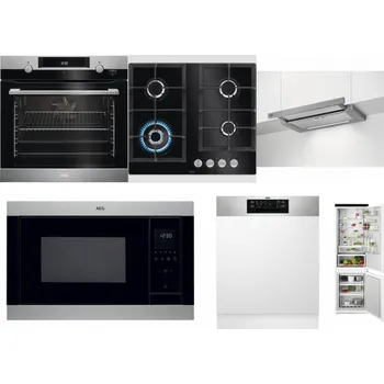 Set domácích spotřebičů AEG Mastery SteamBake BCK455350M + AEG Mastery SpeedBurner HKB64420NB + AEG DPE5660M + AEG Mastery MSB2547D-M + AEG FEE72706PM + AEG TSC6M181ES