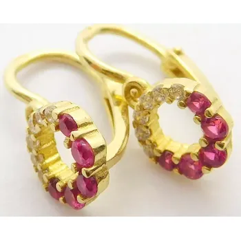 Náušnice Klenoty Budín Dětské zlaté náušnice se zirkony a rubíny 585/1,30gr HK2228 (Klenoty Budín Dětské zlaté náušnice se zirkony a rubíny 585/1,30gr HK2228)