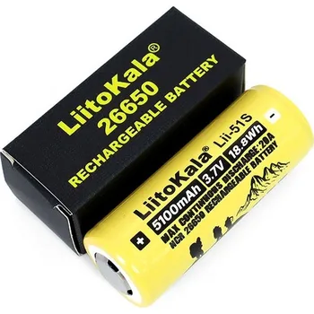 Článková baterie Dobíjecí baterie Akumulátor Liitokala 26650 Li-ion 3.7V 5100mAh s PCB ochranou 8A