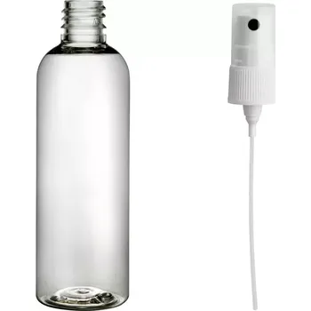 Lékovka Plastová lahvička čirá s bílým kosmetickým rozprašovačem BETA 100 ml