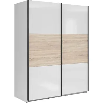 Šatní skříň TETRIX šatní skříň SZF/153, bílý lesk/dub sonoma