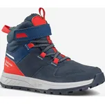 QUECHUA Dětské zimní turistické nepromokavé kožené boty na suchý zip SH 500 vel.24-34 25 MODRÁ|ČERVENÁ