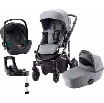 Kočárek Set kočárek Smile III + hluboká korba + autosedačka Baby Safe iSense + báze Midnight - Frost Grey/Black