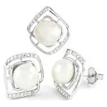 Souprava stříbro Perla bílá se zirkony