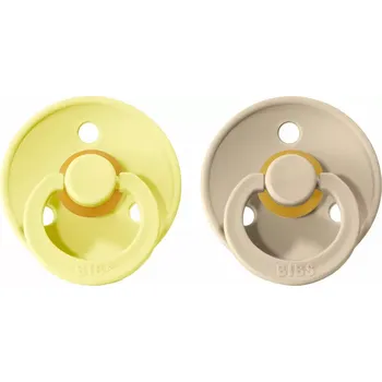 BIBS Colour dudlíky z přírodního kaučuku 2ks velikost 2 (6-18měs) Sunshine/Sand