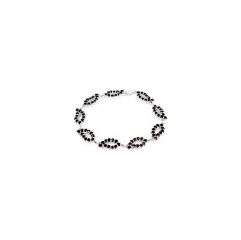 Náramek Český granát - náramek stříbrný Vlnky - délka 19cm