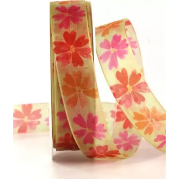 Stuha Stuha organzová SUMMER DREAM GREEN zelená 25mm x 2,5m(8,80 Kč/m) (Stuha organzová, průsvitná, oboulící, s vetkaným vlascem )