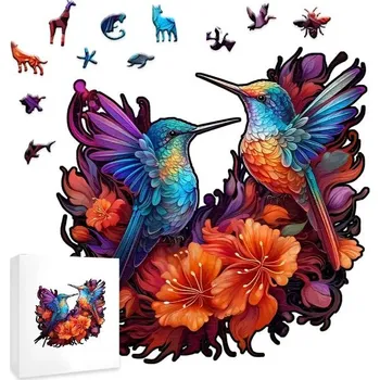 Puzzle Dřevěné puzzle - Kolibříci, A4