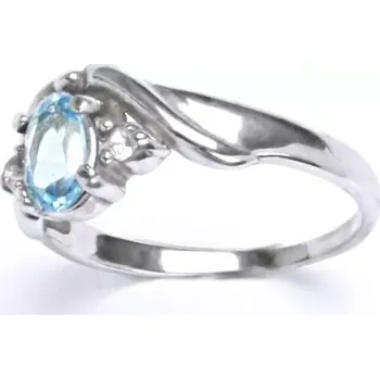 Prsten Stříbrný prsten přírodní topaz sky - T1163 (Stříbrný prsten s topazem 6x4 mm )