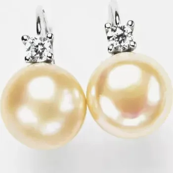 Náušnice Stříbrné náušnice přírodní perla světle lososová - NK1286 (Stříbrné náušnice s perlou přírodní 12 mm)