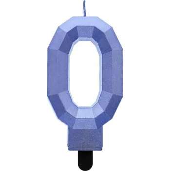 Dortová svíčka Svíčka číslo 0 - diamant, metalíza tmavě modrá, 7,6 cm