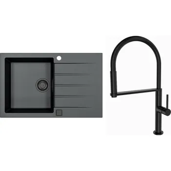 Granitový dřez Set Alveus (dřez Cadit 20 Black Edition Black 91 + baterie Deep black Černá matná) SETA24005