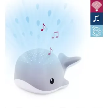 Noční světlo ZAZU Velryba WALLY šedá - noční projektor s melodiemi (ZA-WALLY-01)