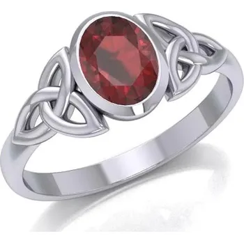 Prsten KELTSKÝ STŘÍBRNÝ PRSTEN s granátem - 11 (EU: 65-67)
