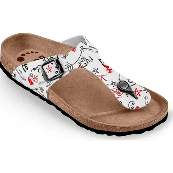 Dámské pantofle FORcare zdravotní obuv 201060 bílá potisk láska, Velikost 39