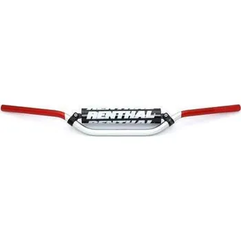 RENTHAL řídítka 7/8 CALA 22mm MX HANDLEBAR SILVER/RED RC HIGH PADDED PADDED, barva stříbrná/červená s hrazdou HONDA CRF450X rok 05-14