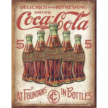 Plechová cedule CEDULE COCA COLA 5 BOTTLES RETRO