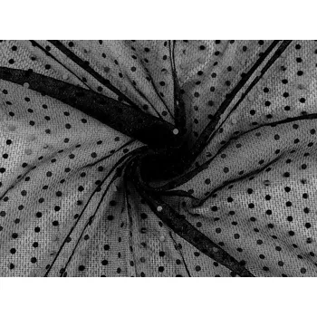 Tyl dekorační lurexový s flitry METRÁŽ šíře 100 cm - 7 černá