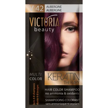 Barva na vlasy Victoria Beauty Keratin Therapy Tónovací šampon na vlasy V 42, Aubergine, 4-8 umytí