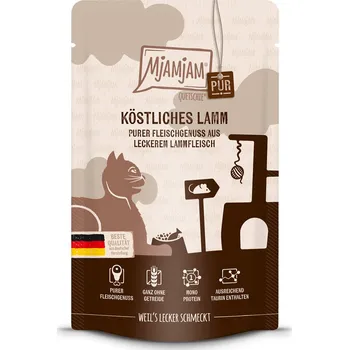 Krmivo pro kočku MjAMjAM Quetschie ryzí požitek z čistého lahodného jehněčího masa 12 × 125 g