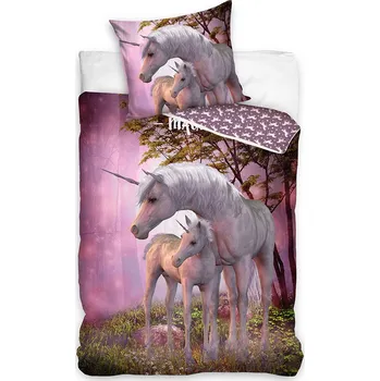 Povlečení Tiptrade Jednorožec Bájný Krasavec 140 x 200, 70 x 90 cm zipový uzávěr