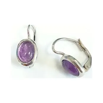 Náušnice Zlaté náušnice, přírodní Ametyst 8x6 mm , bílé i žluté zlato, NK 1355