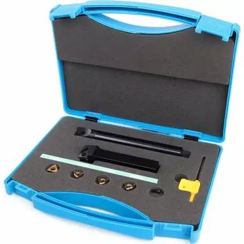 Příslušenstí k soustruhu Profesionální soustružnická sada pro řezání vnějších a vnitřních závitů s VBD plátky, 16 mm, 9 dílů (TrueTech)