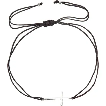 Náramek EVOLUTION GROUP CZ Kabbalah náramek se stříbrným křížkem - 13045.3 černý