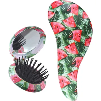 kartáč na vlasy Standelli Professional Dárkový set Detangling kartáč + cestovní hřeben se zrcátkem Melouny 2 ks