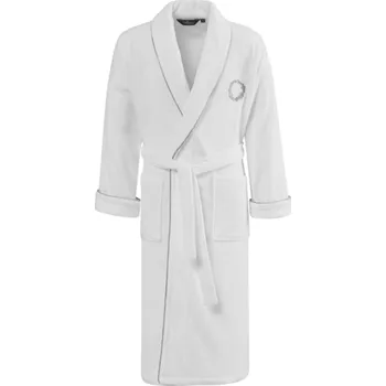 Pánský župan Soft Cotton Pánský župan SEHZADE, Bílá / stříbrná výšivka, 420 g / m², Česaná prémiová bavlna 100%, Dlouhý - vel. L