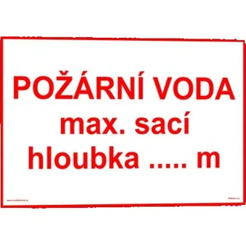 Požární voda max. sací hloubka....m Plast 210 x 148 mm (A5) tl. 0.5 mm - Kód: 07011